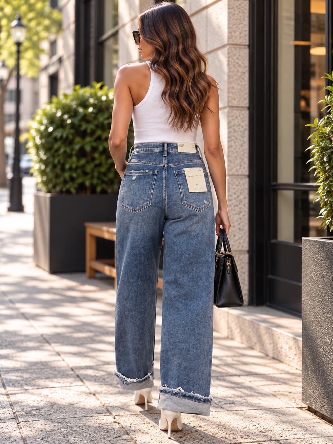 High rise wide leg — vista trasera
