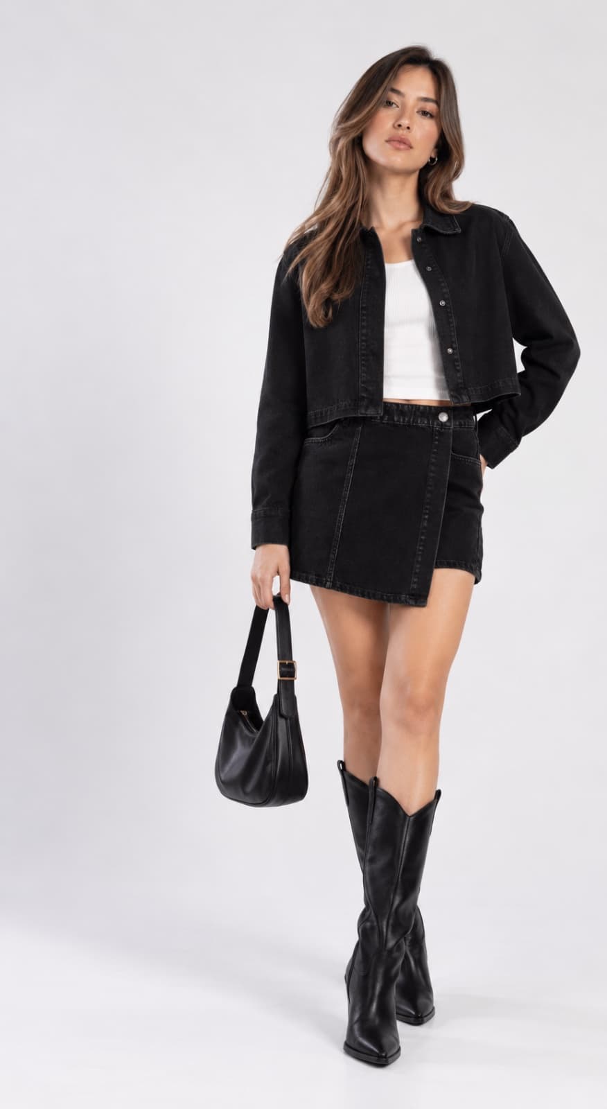 Chamarra Denim Black — vista frontal